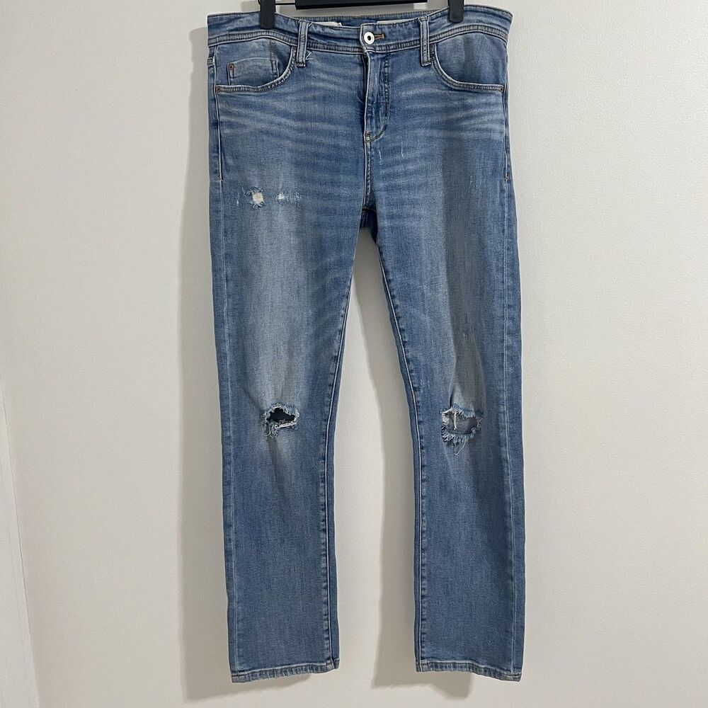 Anthropologie Pilcro Slim Boyfriend Jeans Size 29 Blue Distressed Stretch Denim‎